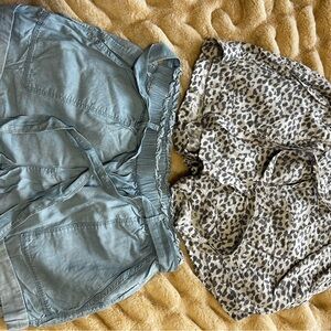 Stylish Shorts Set in Blue and Leopard Print